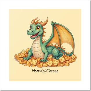 Cheese-Loving Dragon - Fun Fantasy Creature with Cheese Hoard Posters and Art